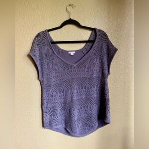 Vintage Xhiliration Jean Blue Crochet Top, Size Large